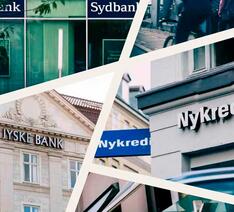 Billeder af facaden hos en række danske banker
