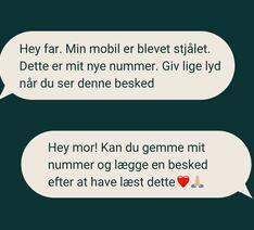 En falsk "hej mor"-sms, hvor barnet beder moderen om at gemme det nye nummer